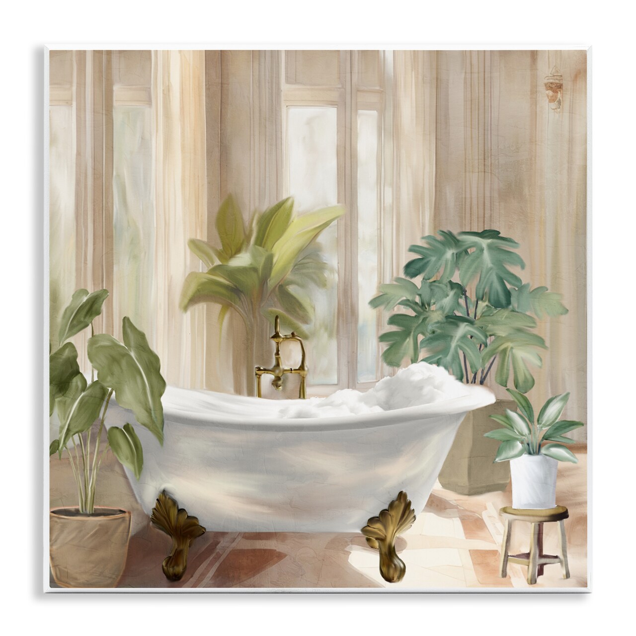 Stupell Industries Serenity Bathroom Plants Wall Plaque, design by Kim Allen